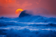 Kauai Sun Setting Wave