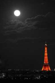 Moon Over Eiffel Tower Paris