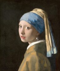 Girl with a Pearl Earring, by Johannes Vermeer, is a renowned portrait of a girl with an expressive gaze and a pearl earring.