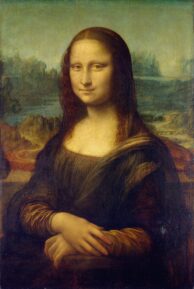 Mona Lisa by Leonardo da Vinci: An iconic portrait of a woman with an enigmatic smile, painted during the Renaissance period.