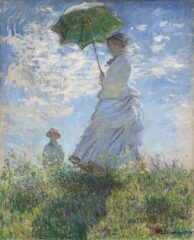 Claude Monet Woman with a Parasol – Madame Monet and Her Son, impressionist painting.