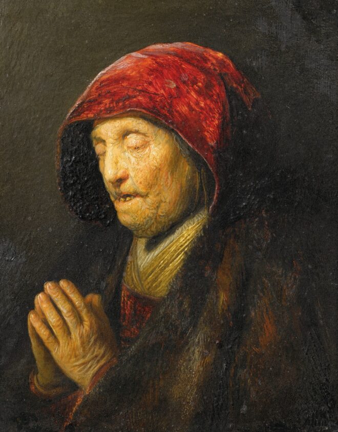 Rembrandt van Rijn Old woman praying