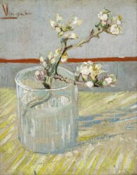 Vincent van Gogh Sprig of flowering almond in a glass.