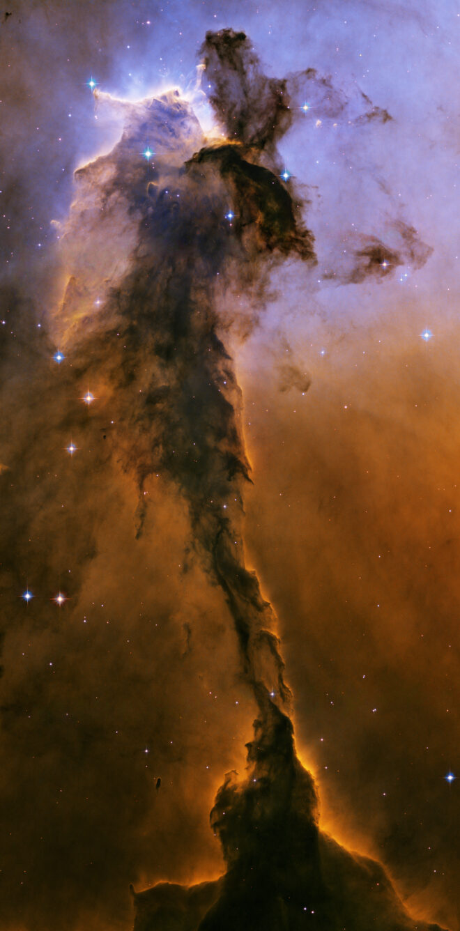 The image titled 'Fairy of Eagle Nebula' by NASA, ESA, and The Hubble Heritage Team Depicts a stunning, ethereal structure in the star-forming Eagle Nebula.