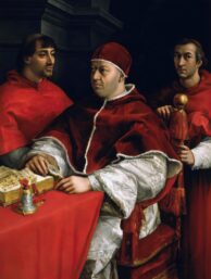 Raphael Portrait of Pope Leo X with Cardinals Giulio de’ Medici and Luigi de’ Rossi